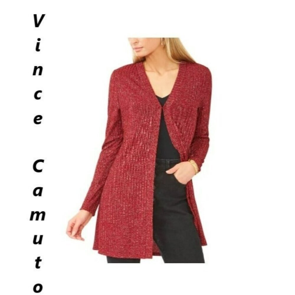 Vince Camuto Metallic Rib-Knit Cardigan, Sz XL, NWT